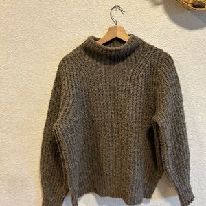 Madewell Chunky Ribbed Mock Neck Sweater - Brown